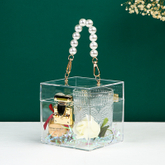 Transparent Acrylic Pearl Handle Square Wedding Festival Chocolate Candle Cosmetic Gift Packaging Box Wholesale