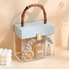 Custom Luxury Clear Transparent Acrylic Wedding Aromatic Candle Cosmetics Gift Packaging Box With Bamboo Handle Wholesale