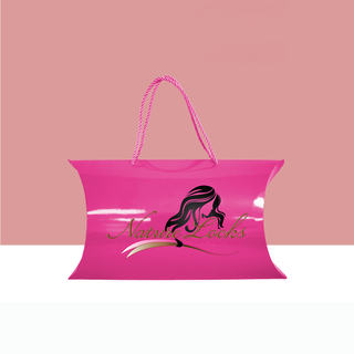 Wholesale Custom Design Coated Paper Colorful Hair Extension Wig Pillow Packaging Box with Handle
