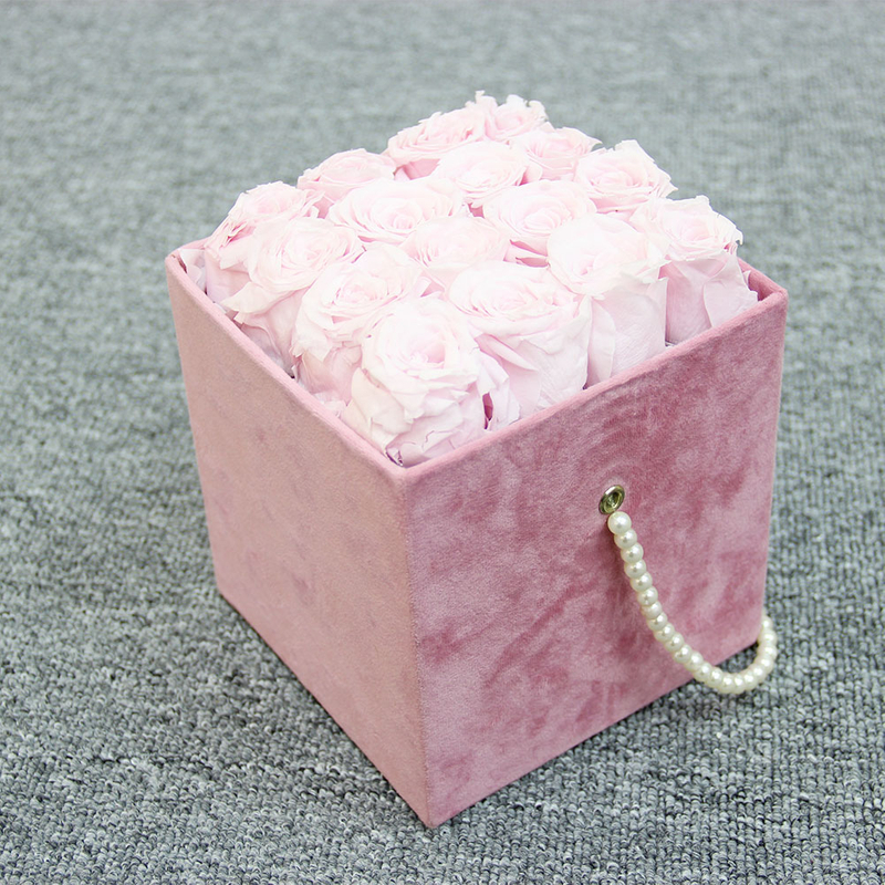 Luxury Square Suede Velvet Rose Flower Bouquet Arrangement Gift Packaging Box for Valentine's Day