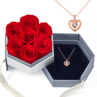 New Arrival Wholesale Custom 2 Layers Hexagonal Wedding Gift Boxes Chocolate Gift Rose Flower Display Packaging Box