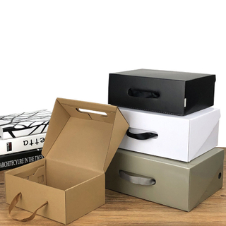Wholesale Custom Paper Cardboard Shoe Storage Box Full Color Thickened Shoe Packaging Box with Handle