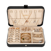 Amazon Hot Selling Jewelry Box Portable Pu Simple Earrings Zipper Ring Earrings Mirror Jewelry Storage Box
