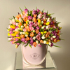 Custom Birthdays Flower Packaging Boxes Round Flower Gift Paper Box With Handle