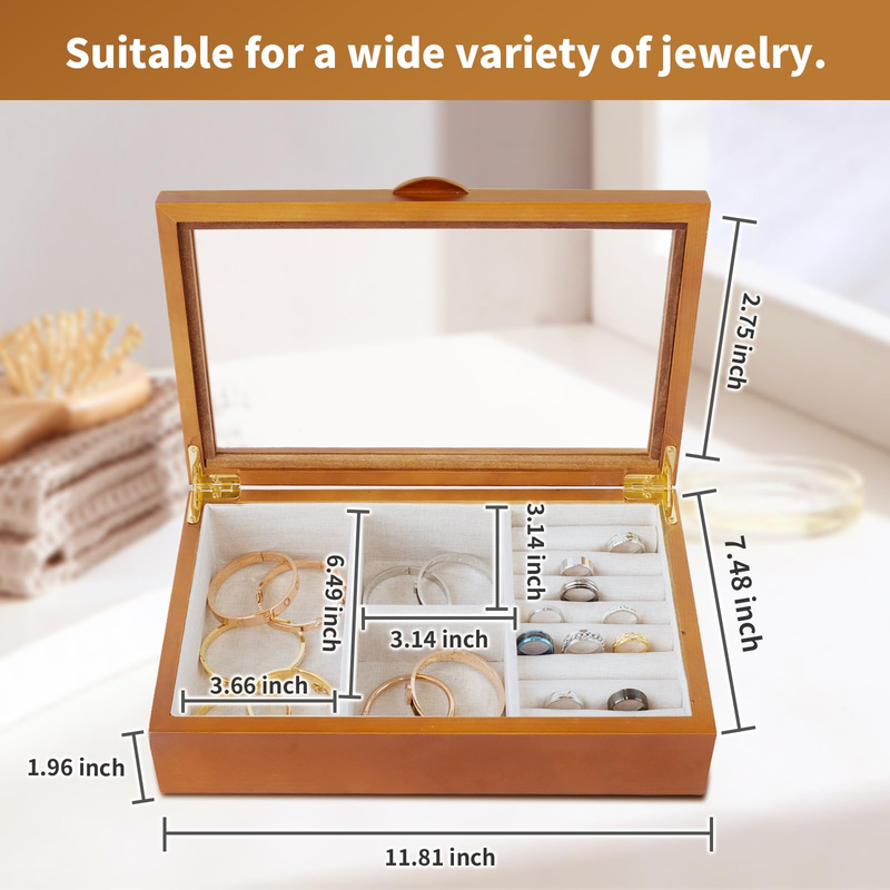 Recyclable Custom Retro Simple Wooden Jewelry Box High-end Storage Studs Earrings Delicate Necklace Gift Box