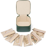 Travel Jewelry Box For Women Faux Leather Jewelry Box With 6 Velvet Jewelry Zipper Pockets Earrings Necklace Rings Storage Box