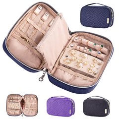 Soft Pink PU Leather Jewelry Organizer Case Travel Jewelry Storage Bag for Necklace Earrings Rings Bracelet