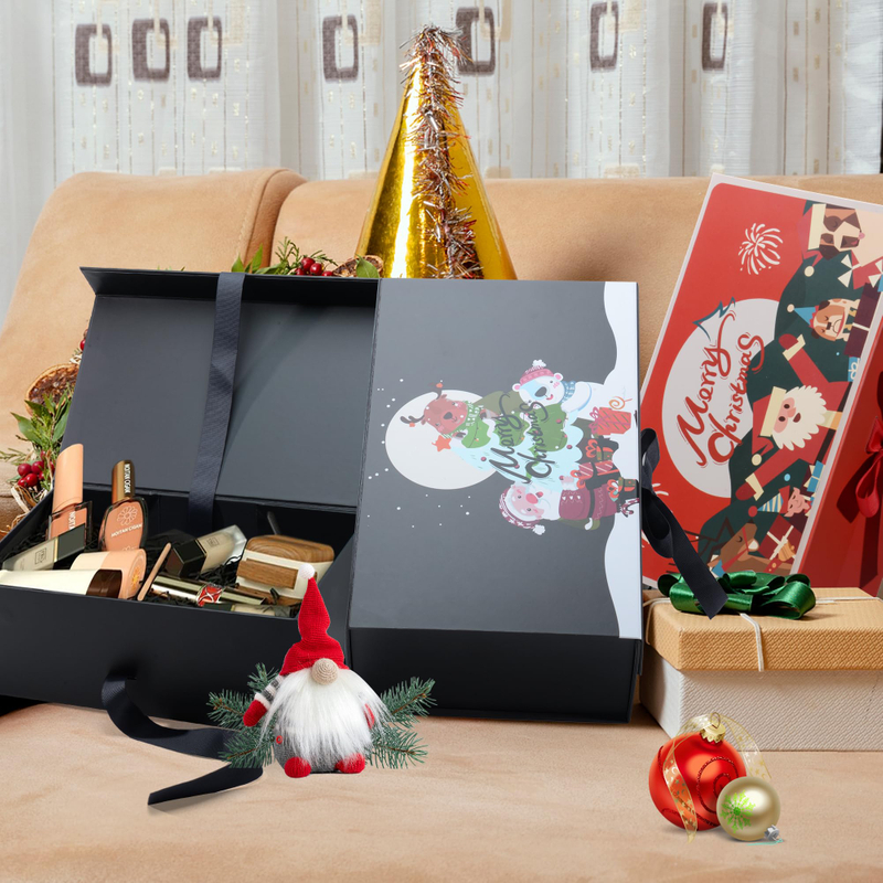 Custom Printing Logo Rigid Cardboard Magnetic Foldable Folding Packaging Boxes Luxury Magnetic Christmas Gift Box