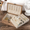 Double Layer Jewelry Organizer Box Solid Wood Jewelry Boxes Rustic Style Small Jewelry Box