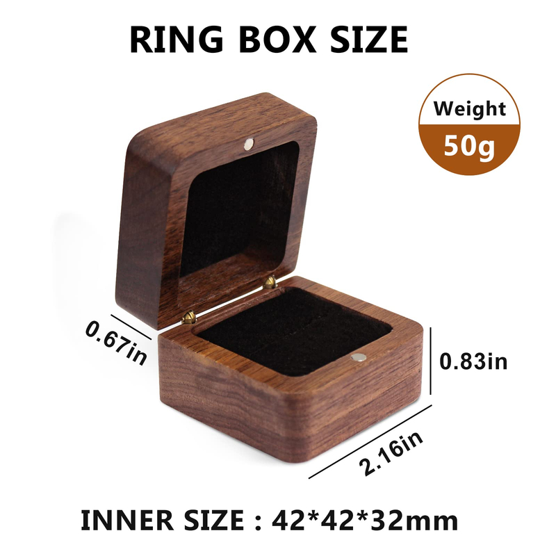 Low MOQ Free Custom LOGO Luxury Lacquering Wooden Gifts Ring Jewelry Box Storage Box Black Walnut Ring Box