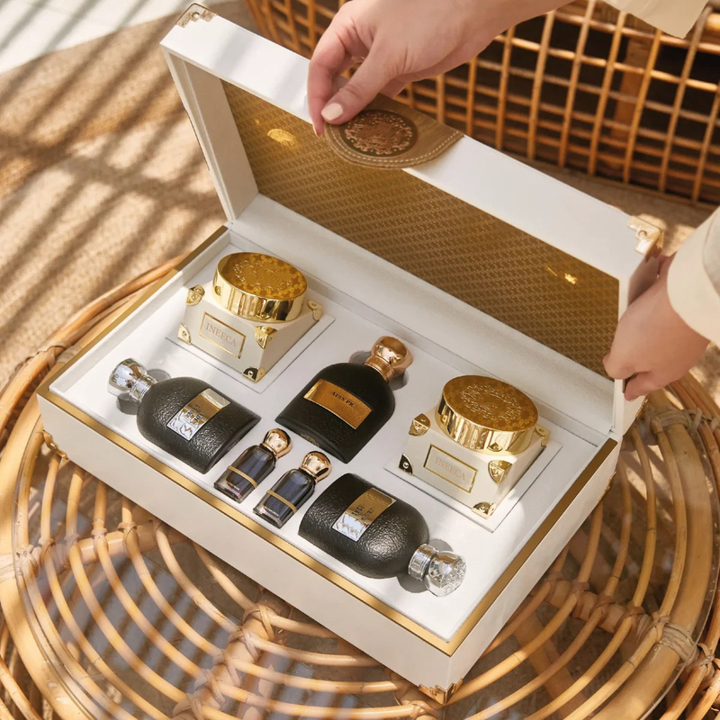 Luxury Custom Wooden Perfume Box Packaging Leather Logo Hard Box Empty Body Lotion Hair Mists Essential Oil Skincare Gift Box