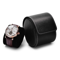 High-end Custom Logo 1 3 Slots Storage Roll Up Genuine Leather Watch Gift Boxes Travel Watch Case for Wrist Watch