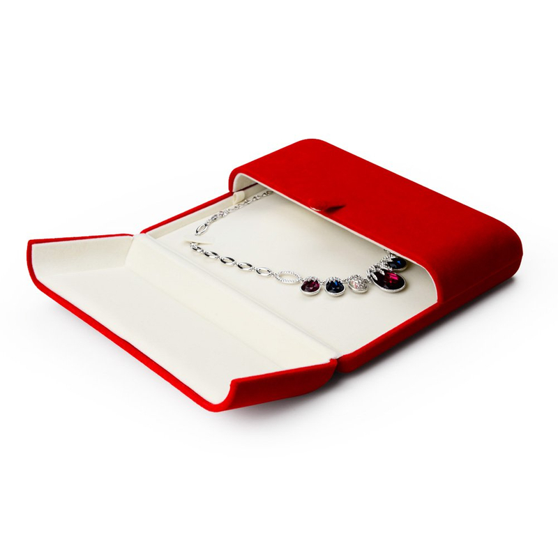 New Design Velvet Ring Pendant Bracelet Necklace Jewellery Gift Packaging Case Set Double Opening Jewelry Display Box