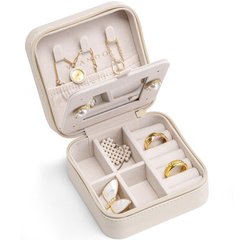Custom Mini Zipper Pu Leather Travel Case Portable Ring Earring Necklace Jewellery Small Storage Organizer Jewelry Box for Women