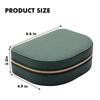 PU Leather Zipper Ring Holder Box Mini Jewelry Organizer Travel Jewelry Case Box with Mirror