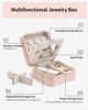 New Arrival PU Leather Joyero Pink Mini Portable Jewellery Necklace Earring Gift Case With Mirror Travel Jewelry Box Organizer