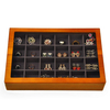 Vintage Solid Wood Jewelry Box Microfiber Lining Earrings Necklace Storage Jewelry Drawer Organizer Tray with Glass Top Lid