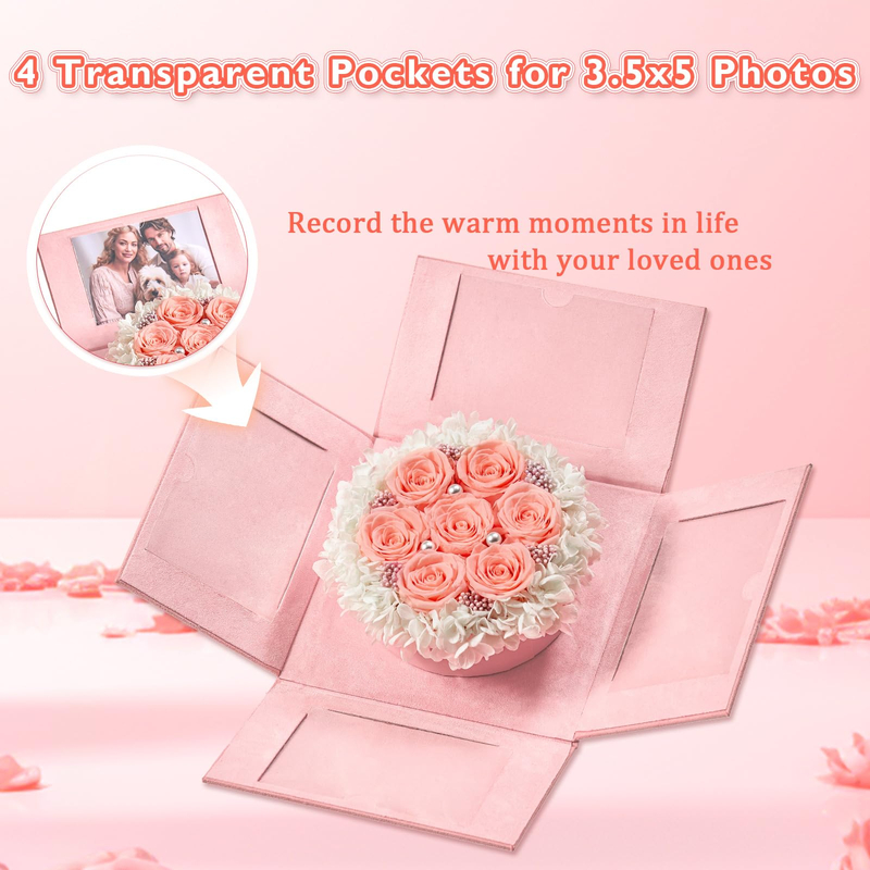 Custom Design Logo Luxury Valentine Flower Explosion Gift Packaging Box DIY Valentine's Day Rose Surprise Gift Box