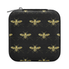 Luxury Lady PU Leather Embroidered Gold Bee Travel Earring Ring Jewelry Storage Organizer Box With Zipper