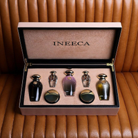 Luxury Embossed Logo MDF Perfume Gift Box Golden Wood Perfume Bottle with Box Velvet Hard Perfume Box Packaging With Hinge