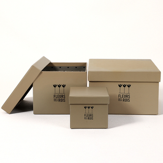 Rigid Square Gold Logo Grey Color Cardboard Rose Flower Display Box Valentines Day Waterproof Flower Gift Packaging Hat Box