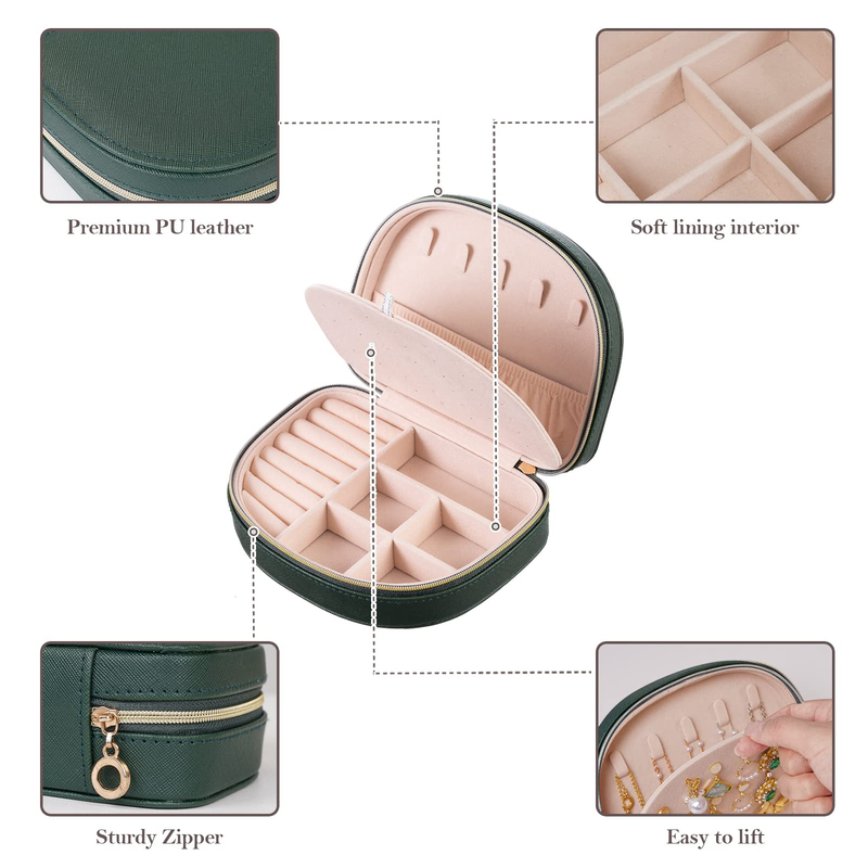 Fashion Moon Shape Leather Storage Case for Rings Earrings Necklace Organizer Small Travel Jewellery Jewelry Box