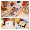 Large-capacity 3 Layers Portable Jewelry Box Ring Earrings Earrings Home PU Leather Jewelry Box with Makeup Mirror 