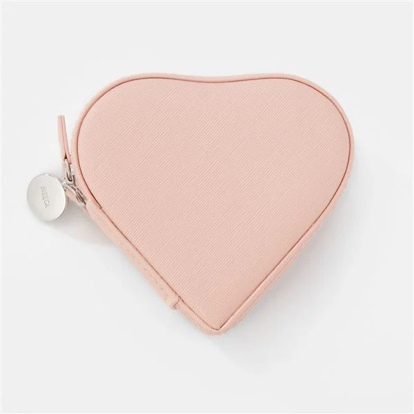 Custom Heart Shape Zipper Travel Jewelry Box PU Leather Mini Velvet Ring Organizer Portable Bracelet Earring Boxes with Logo 