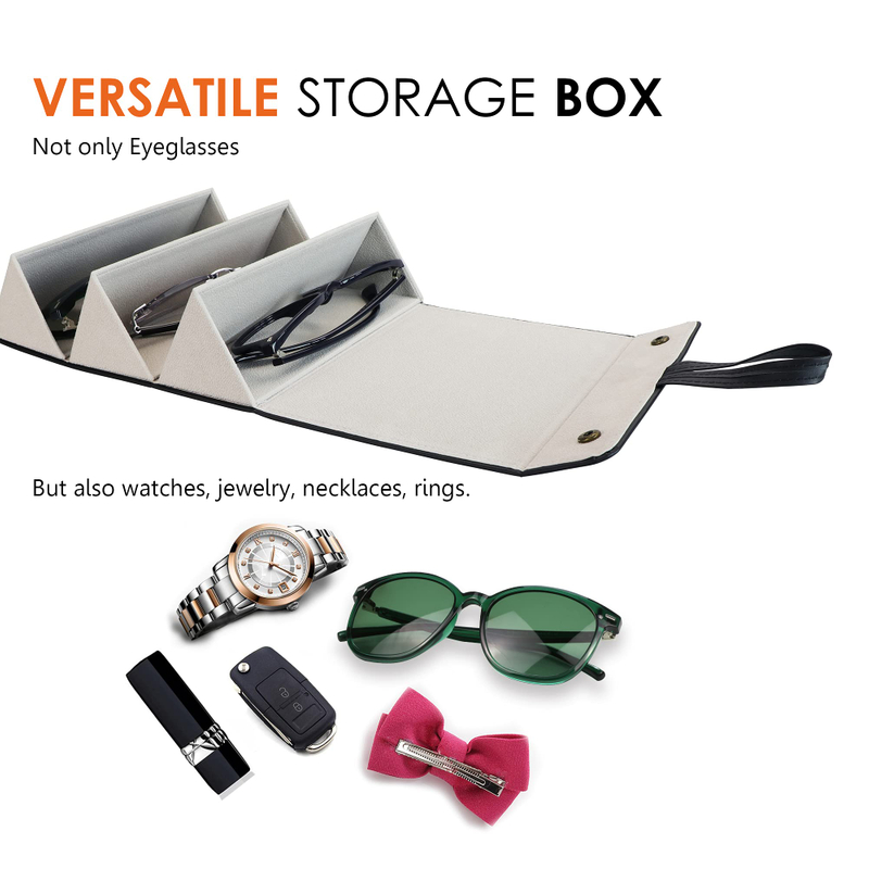 Portable Glasses Organizer 3 Multi-slot Eyeglasses Storage Display Case Travel Folding Sunglasses Grey Case