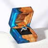 Unfinished Wooden Jewelry Box Bulk Treasure Wood Box Dark Wedding Wooden Ring Box With Epoxy Resin Ring Holder