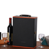 Custom Double Leatherette Wine Box PU Leather 750ML Wine Bottle Packaging Box With Vintage 4 Piece Wine Tools Kit