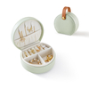 Wholesale Custom Small Trinket Round Travel Jewelry Ring Box With Logo PU Leather Jewellery Earring Necklace Gift Case Organizer