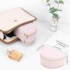 Mini Portable Organizer Travel Case Pink PU Leather Necklace Earring Rings Jewelry Organizer Holder Storage Box with Zipper 