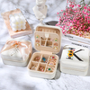 26 Initial Letter Flower Jewelry Organizer Box with Mirror for Women Birthday Gifts Small Travel Jewellery Storage Case