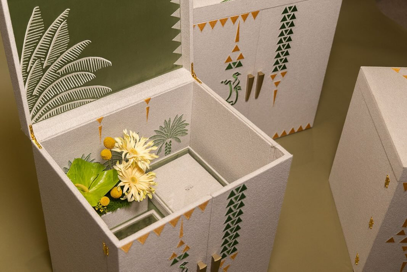 Palms Design Large Jewelry Box Personalized Velvet Necklace Display Stand Green Embroidered Watch Ring Necklace Gift Box Package