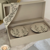Luxury Leaves Embroidery Empty Food Chocolate Candy Box Square Flip Packaging Linen Decoration Dessert Dates Ramadan Gift Box