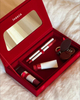 Custom Logo Red Velvet Magnetic Flap Skincare Lip Gloss Packaging Boxes Empty Makeup Cosmetic Organizer Storage Box with Mirror
