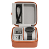 Custom Orange Pu Leather Jewelry Gift Box Organizer Small Portable Travel Zipper Watch And Jewelry Packaging Case Box with Logo