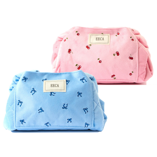 Velvet Embroidered Travel Drawstring Makeup Cosmetic Bag