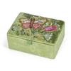 Personalized Custom Square Velvet Jewelry Gift Box Packaging Green Embroidered Flower Bracelet Earrings Storage Jewelry Boxes