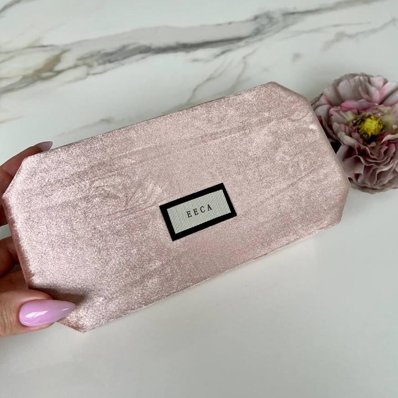 pink octagon velvet travel jewelry storage set box