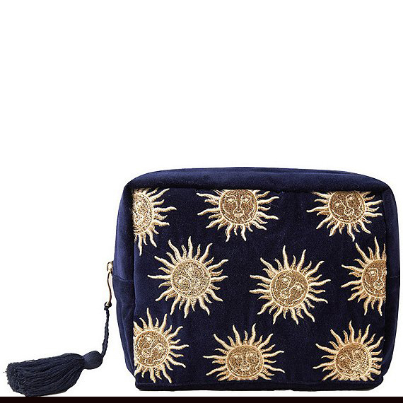 Blue Velvet Wash Bag Custom Travel Makeup Zipper Bag for SkinCare Storage Organizer Professional Cosmetic Embroidery Tote Bag