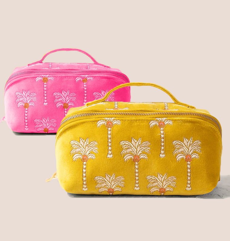 Personalized Soft Velvet Cosmetic Pouch Bags Organizer Skincare Toiletries Bag with Logo Plant Embroidery Patterns Makeup Bag