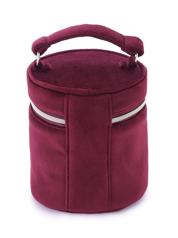 Dark cherry velvet cosmetic bag portable travel custom makeup pouch brush storage bag with zipper pink Skin care lipstick bag