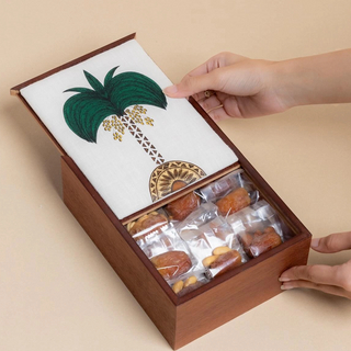 Wooden Fabric Embroidered Candy Box Ramadan Date Box Manufacturer