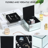 2 Layer Glass Mirrored Jewelry Organizer Storage Box Velvet Insert Watches Cufflinks Jewelry Packaging Box