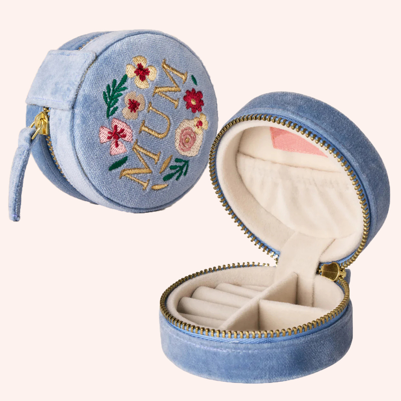 Mini Portable Jewelry Packing Box Velvet Embroidered Box Travel Storage Ring Necklace Bracelet Earring Jewelry Boxes with Pouch