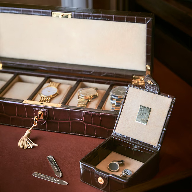 Custom Logo Empty Leather Cufflinks Jewelry Watch Box Luxury Watch Organizer Box Jewelry Cufflinks Box with Snap Packaging