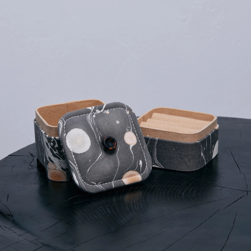 Small Square Marble Effect Jewelry Packaging Box Fabric Ring Case Box Jewelry Storage Box Set for Ring Earring Bracelet