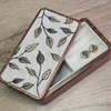 Embroidered Wood Jewelry Box Floral Pattern